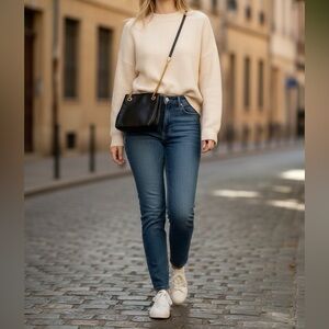 DeVecchi Embossed Black Leather Crossbody Bag With Original Dust bag